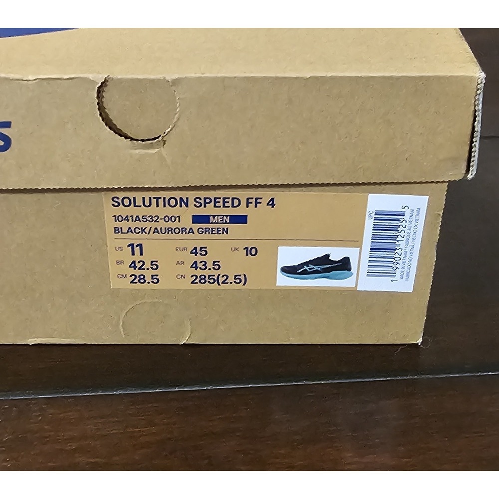 ASICS SOLUTION SPEED FF 4 Sneakers 1041A532 001 Black Aurora Green Mens Size 11 - Picture 9 of 10